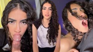 The beautiful 18-year-old Latina nervously records her first sextap for her profile.